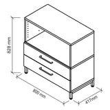 Dessin technique du buffet FlexWall de 800 × 417 mm de hjh OFFICE PRO