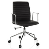 Siège de direction de luxe VEMONA 30 noir avec surpiqûres croisées, accoudoirs et base à cinq roulettes de hjh OFFICE – vue à 360° (vue de face 15°)