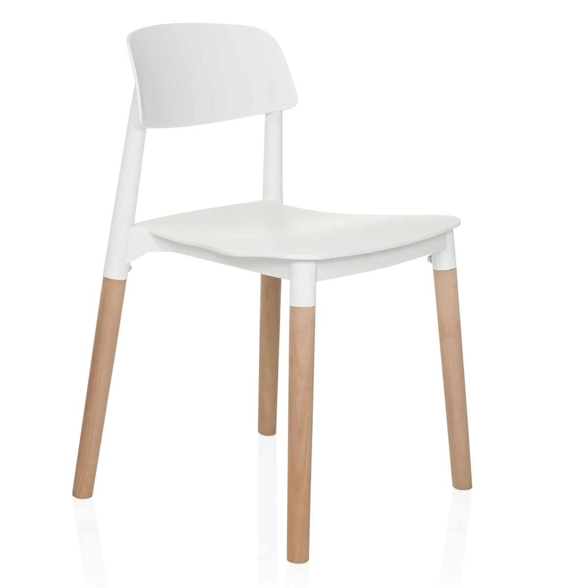 Chaise à quatre pieds SCANDI E blanche avec pieds en bois de hjh LIVING – vue à 360° (vue de trois quarts avant 45°)