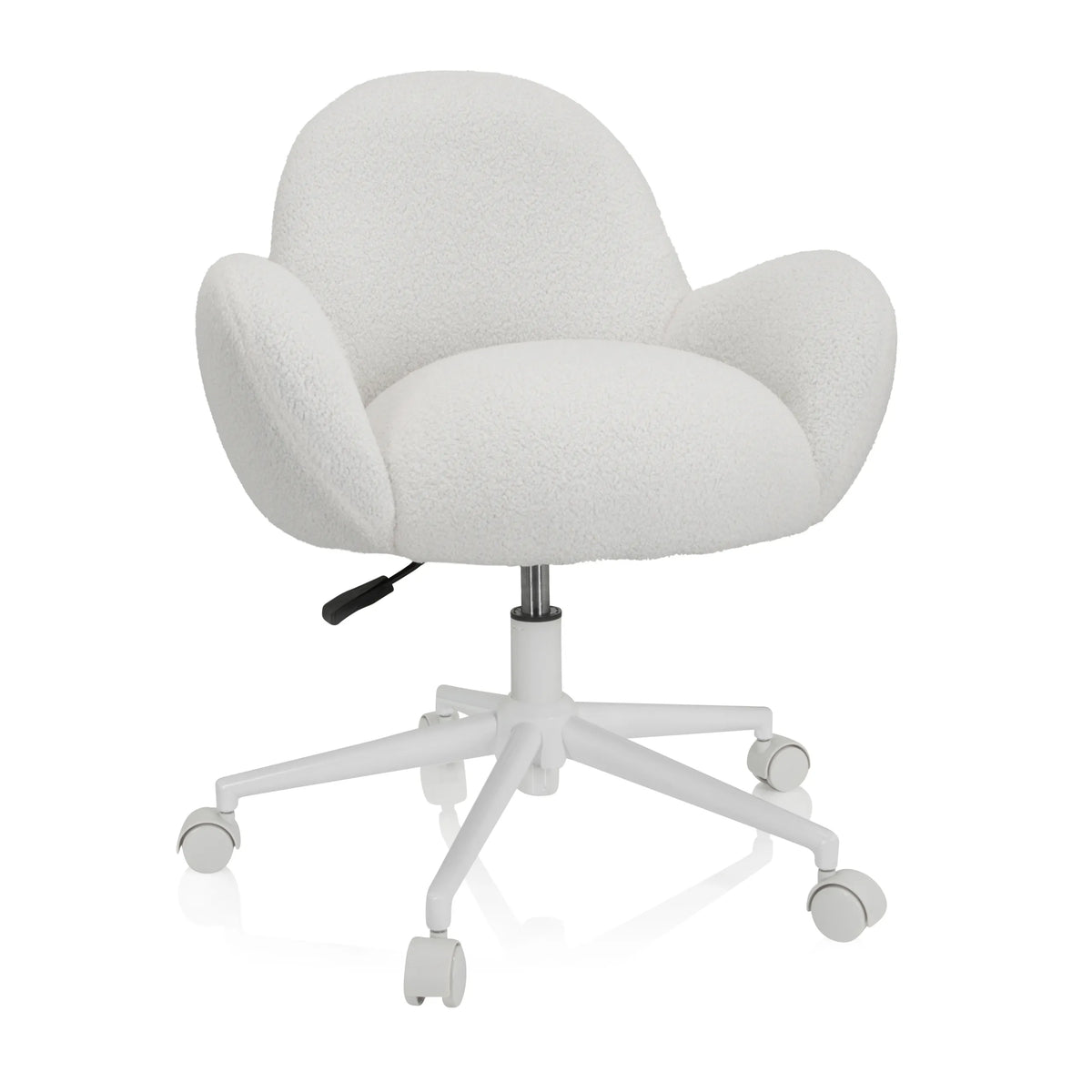 Chaise pivotante pour des enfants KID TEDDY I blanche avec revêtement texturé et base à cinq roulettes de hjh OFFICE – vue à 360° (vue de face 20°)