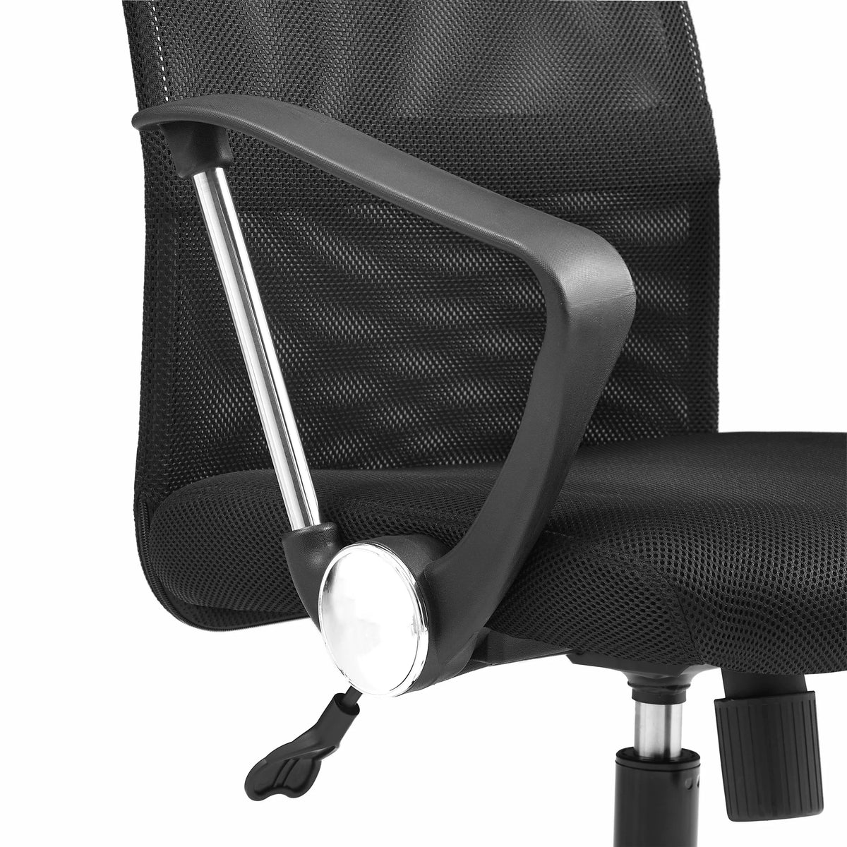 Accoudoir avec montant chromé du Siège de direction pour bureau à domicile PURE NET en noir de hjh OFFICE