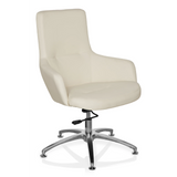 Fauteuil de salon SHAKE 300 blanc crème avec pied en étoile brillant et cinq roulettes de hjh OFFICE – vue à 360° (vue de trois quarts avant 40°)