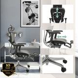 Appui-tête et accoudoirs réglables du siège de direction de luxe ERGOHUMAN PLUS LEGPRO GEN2 en cuir noir de hjh OFFICE