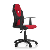 Chaise pivotante pour des enfants KID GAME AL noir et rouge avec revêtement en maille et base à cinq roulettes de hjh OFFICE – vue à 360° (vue de trois quarts avant 60°)
