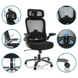 Siège pivotant XXL INSTRUCTOR T I PRO en noir avec dossier en maille et diverses options de réglage de hjh OFFICE