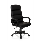 Schwarzer Profi-Chefsessel FUTURA 100 mit gesteppter Polsterung und Fußkreuz mit fünf Rollen von hjh OFFICE – 360-Grad-Ansicht (schräge Frontansicht 40°)