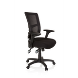 Schwarzer Profi-Chefsessel IMPACT PRO mit Netzrücken und Fußkreuz mit fünf Rollen von hjh OFFICE – 360-Grad-Ansicht (schräge Frontansicht 60°)