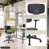 Chaise de comptoir TOP WORK B noire avec repose-pieds et roulettes sous différents angles de hjh OFFICE (image générée par IA)