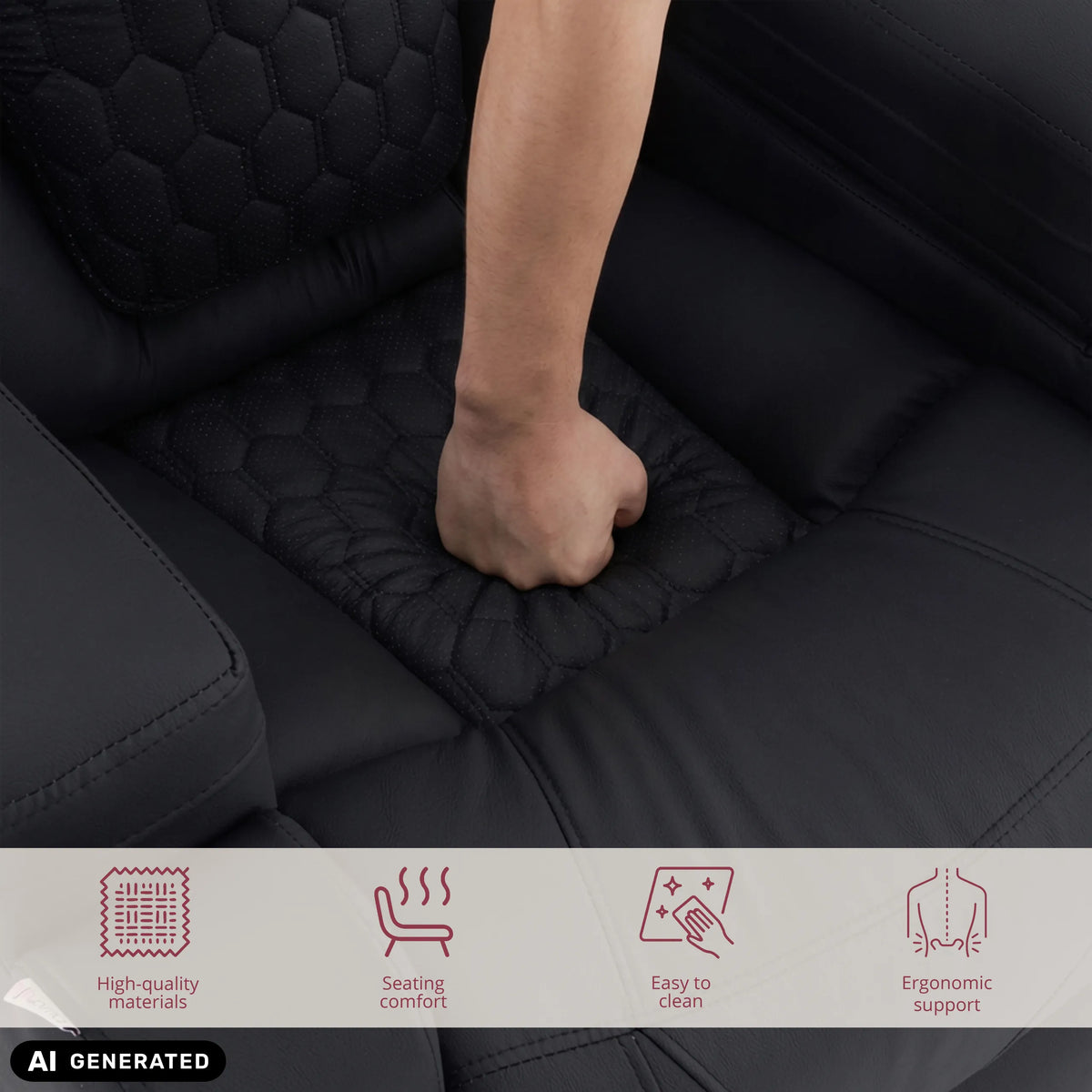 Rembourrage du fauteuil de salon Game Sport RX en noir de hjh OFFICE (image générée par IA)