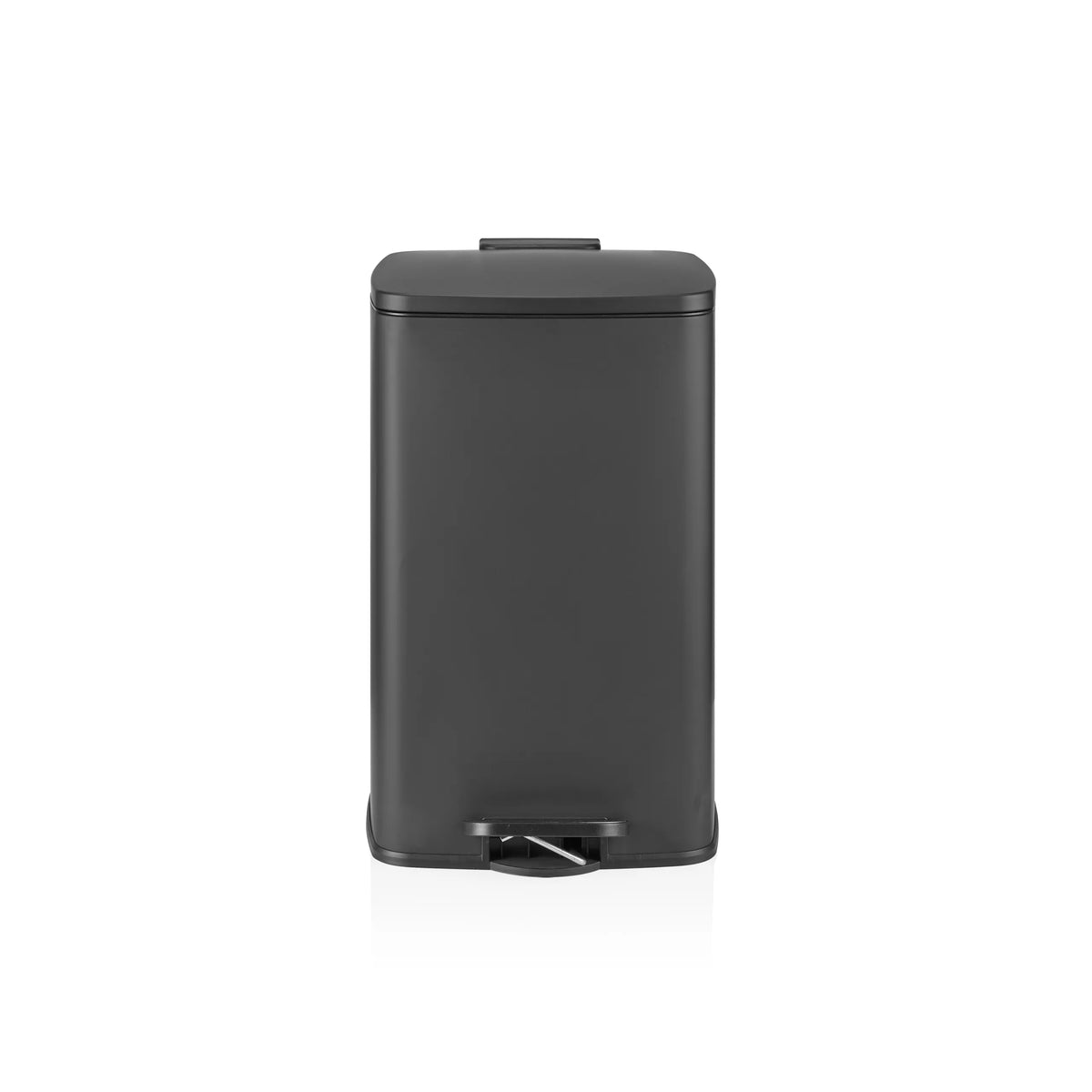 Poubelle noire Clean Step 3 avec couvercle et pédale de hjh OFFICE – vue à 360° (vue de face 0°)