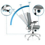 Dossier réglable avec angles d'inclinaison de 90°, 100° et 105° du Siège de bureau de qualité professionnelle COMFIO WP de hjh OFFICE