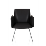 Chaise rembourrée noire DESIGNIA V avec accoudoirs et pieds fins en métal de hjh OFFICE – vue à 360° (vue de face 0°)
