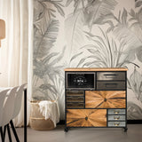 Buffet CONTINENTO XL aux couleurs de bois foncé avec structure en métal noir et roulettes de hjh LIVING