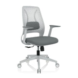 Siège de bureau à domicile PARFERIO W gris avec dossier en maille et base à cinq roulettes de hjh OFFICE – vue à 360° (vue de trois quarts avant 40°)
