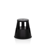Tabouret marchepied TIO-M I noir avec surface ronde et pied conique de hjh OFFICE – vue à 360° (vue de face 0°)