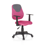 Chaise pivotante pour des enfants KIDDY STYLE rose et grise avec dossier en maille et base à cinq roulettes de hjh OFFICE – vue à 360° (vue de trois quarts avant 40°)