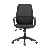 Siège de bureau à domicile Explorer noir avec dossier en maille et base à cinq roulettes de MyBuero – vue à 360° (vue de face 0°)