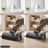 Comparaison de hauteur du repose-pieds Podi Velvet 1 avec 10 cm et 15 cm de hjh OFFICE (image générée par IA)