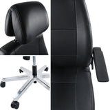 Appui-tête, pied et vue latérale du Siège pivotant XXL 24 HOURS en cuir noir de hjh OFFICE