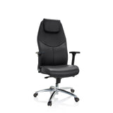 Siège de direction de qualité professionnelle FERRARA noir avec appui-tête intégré et base à cinq roulettes de hjh OFFICE – vue à 360° (vue de face 20°)