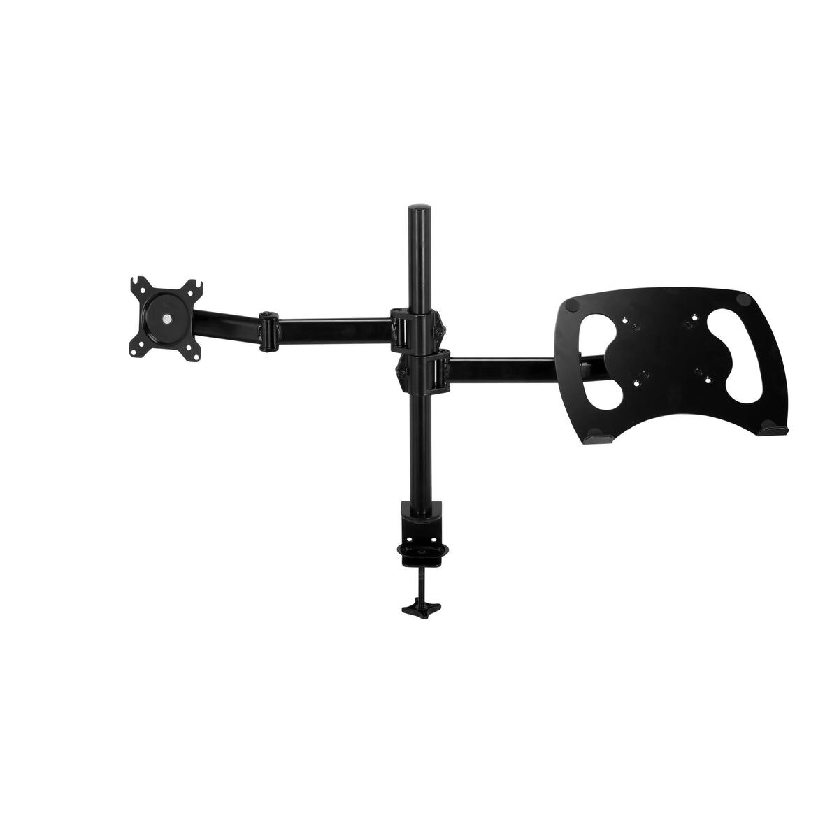 Fixation pour écran noire VM-MH2 avec bras pivotant réglable et fixation de bureau de hjh OFFICE – vue à 360° (vue de face 0°)