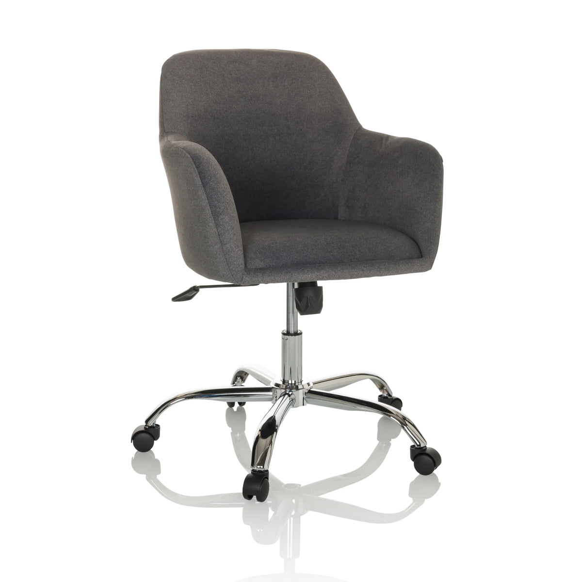 Siège de bureau à domicile SOLAO 300 gris foncé avec rembourrage et base à cinq roulettes de hjh OFFICE – vue à 360° (vue de face 15°)