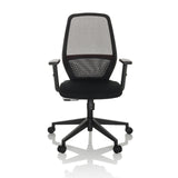 Siège de bureau de qualité professionnelle CARLOW I noir avec dossier en maille et piètement à cinq roulettes de hjh OFFICE – vue à 360° (vue de face 0°)