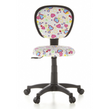 Chaise pivotante pour des enfants KIDDY TOP avec motif coloré de cœurs et de fleurs et base à cinq roulettes de hjh OFFICE – vue à 360° (vue de face 0°)