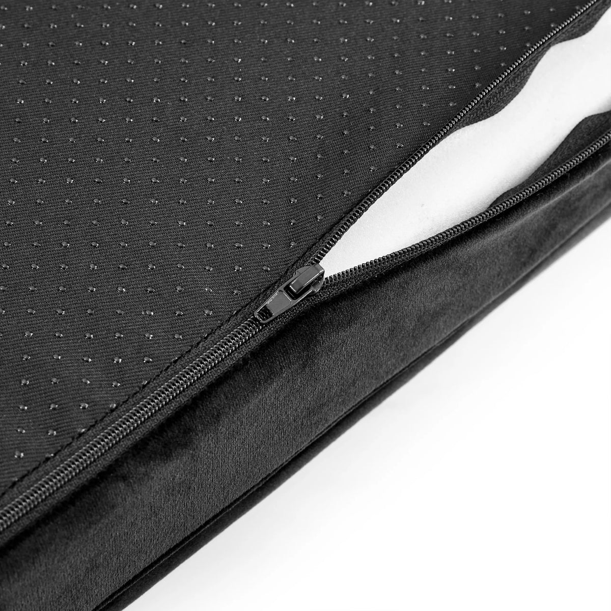 Fermeture éclair avec revêtement supérieur noir perforé du repose-pieds Podi Velvet 1 de hjh OFFICE