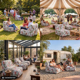 Canapés Gonflables Sitzolo Air avec motif floral blanc, gris et rose de hjh LIVING
