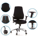 Fonctions réglables du Siège de bureau de qualité professionnelle PRO-TEC 200 avec accoudoirs et vérin à gaz de hjh OFFICE