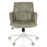Siège de bureau à domicile SOLAO LIFE W gris avec revêtement matelassé et piètement blanc à cinq roulettes de hjh LIVING – vue à 360° (vue de face 0°)