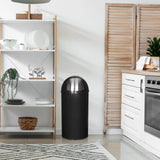 Poubelle noire PUSH 50L d'une capacité de 50 litres avec couvercle argenté de hjh OFFICE