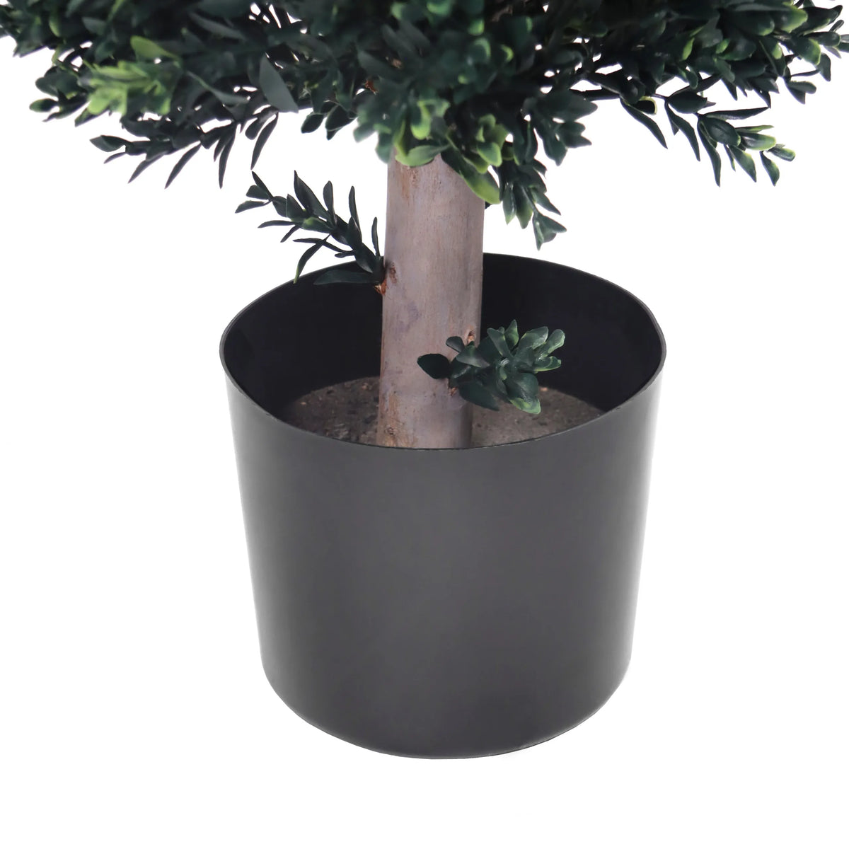Pot de fleurs noir avec tronc et feuilles vertes de la Plante artificielle BUXUS de hjh OFFICE