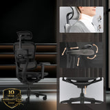 Appui-tête, accoudoirs et hauteur d'assise réglables du siège de direction de luxe ERGOHUMAN SIGNATURE GEN2 en noir de hjh OFFICE