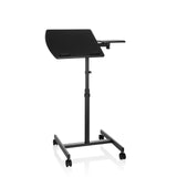 Bureau assis-debout VM-SL noir avec étagère de rangement et piètement en U sur roulettes de hjh OFFICE – vue à 360° (vue de face 16°)