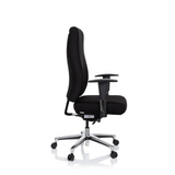 Siège de bureau de qualité professionnelle FORCOM noir avec accoudoirs et pied à cinq roulettes de hjh OFFICE – vue à 360° (vue de profil 80°)
