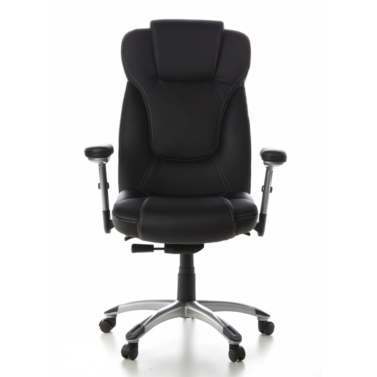 Siège de direction de qualité professionnelle EMBASSY 200 noir avec accoudoirs et pied à cinq roulettes de hjh OFFICE – vue à 360° (vue de face 0°)