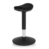 Siège assis-debout BALANCE SIT I B noir avec assise incurvée et pied rond de hjh OFFICE – vue à 360° (vue de trois quarts avant 60°)