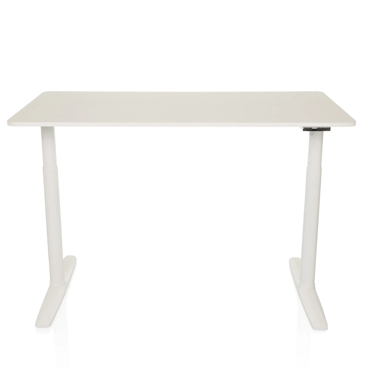 Bureau réglable en hauteur électriquement STAND PRO blanc avec piètement en T de hjh OFFICE – vue à 360° (vue de face 0°)