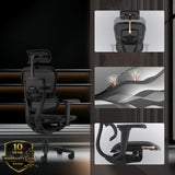 Siège de direction de luxe ERGOHUMAN SIGNATURE GEN2 en noir avec revêtement en maille et appui-tête réglable de hjh OFFICE