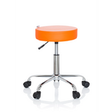Tabouret pivotant orange OPERATOR II avec vérin à gaz et base à cinq roulettes de hjh OFFICE – vue à 360° (vue de face 0°)