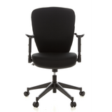 Siège de bureau de qualité professionnelle TRAFFIC 20 noir avec accoudoirs et base à cinq roulettes de hjh OFFICE – vue à 360° (vue de face 0°)