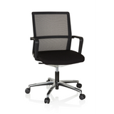 Siège de bureau de qualité professionnelle MOVE-TEC NET 3D noir avec dossier en maille et base à cinq roulettes de hjh OFFICE – vue à 360° (vue de face 20°)