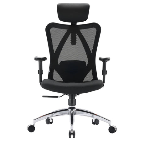 Siège de bureau de qualité professionnelle M18-M148 en noir avec dossier en maille et étoile chromée de Sihoo