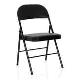 Chaise pliante TUDELA H noire avec revêtement en similicuir de hjh OFFICE – vue à 360° (vue de trois quarts avant 30°)
