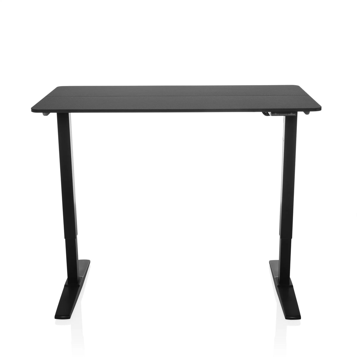 Bureau réglable en hauteur électriquement STAND CARBON noir avec plateau rectangulaire de hjh OFFICE – vue à 360° (vue de face 0°)