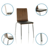 Siège visiteur PERIA avec dossier en bois, assise noire et structure chromée de hjh OFFICE