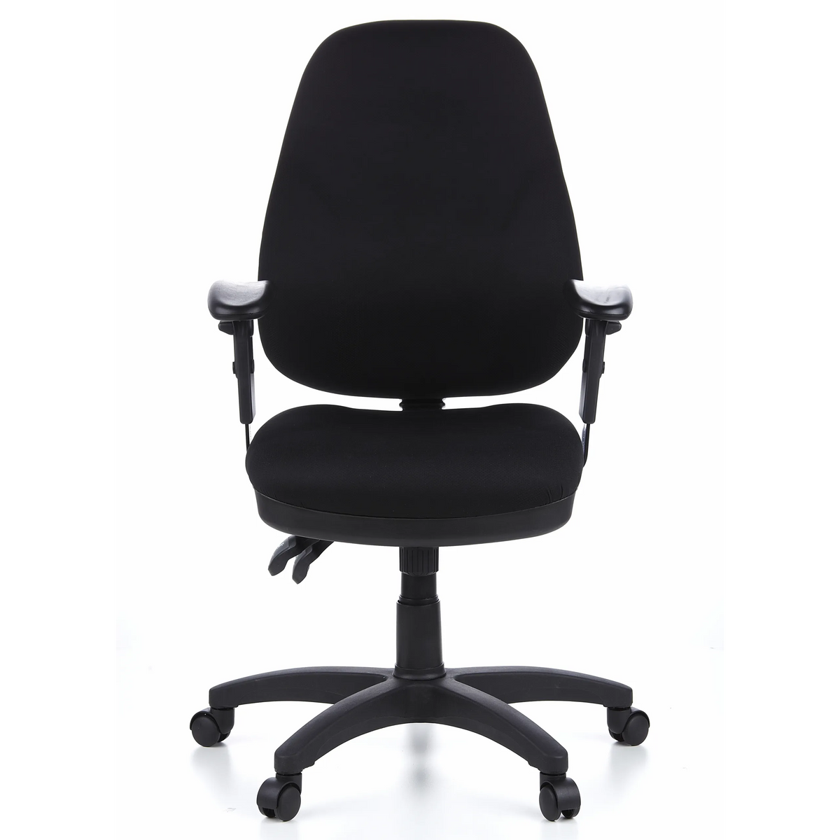 Siège de bureau de qualité professionnelle ZENIT PRO noir avec accoudoirs et piètement à cinq roulettes de hjh OFFICE – vue à 360° (vue de face 0°)