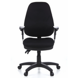 Siège de bureau de qualité professionnelle ZENIT PRO noir avec accoudoirs et piètement à cinq roulettes de hjh OFFICE – vue à 360° (vue de face 0°)